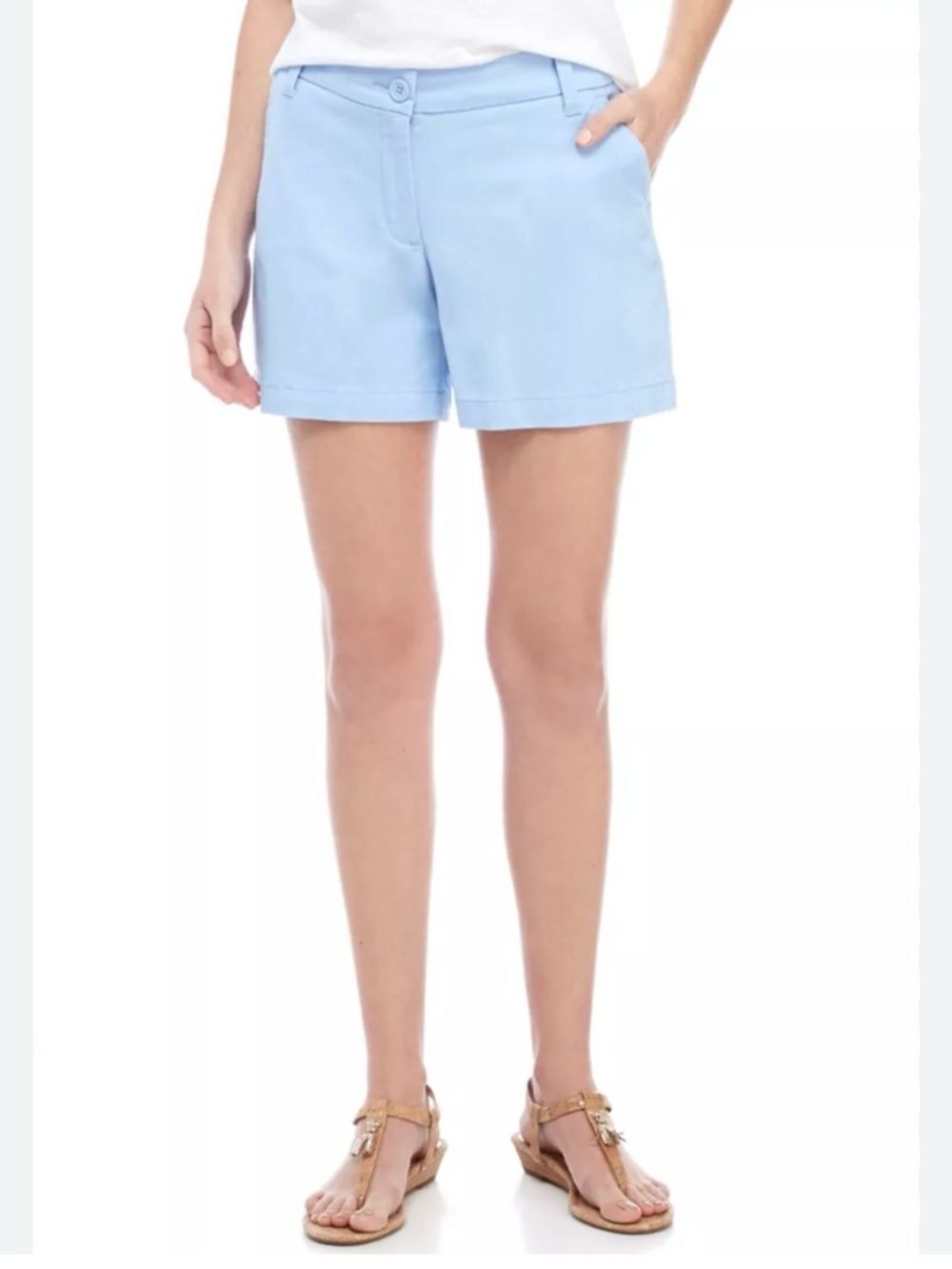 Crown & Ivy Caroline Cotton Blend Shorts in Light Blue Size 8
